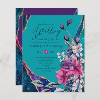 Beautiful BUDGET Purple Teal Floral Agate Wedding
