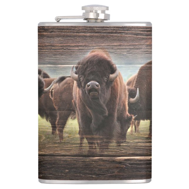 Beautiful Buffalo Herd Flask (Front)