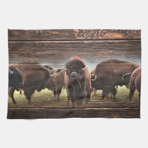 Beautiful Buffalo Herd Kitchen Towel