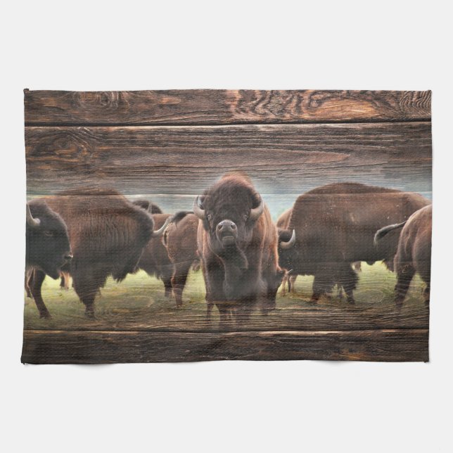 Beautiful Buffalo Herd Kitchen Towel (Horizontal)