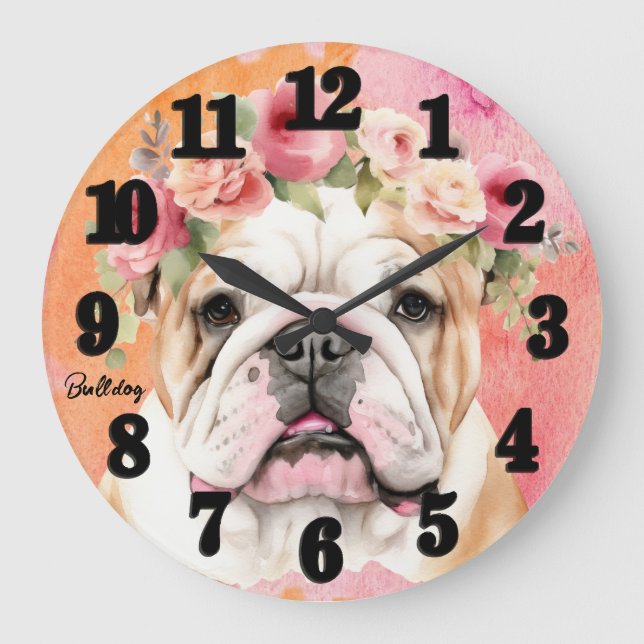 Beautiful Bulldog Large Clock (Front)