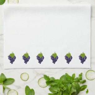 Beautiful Bunches of Grapes on White Kitchen Towel