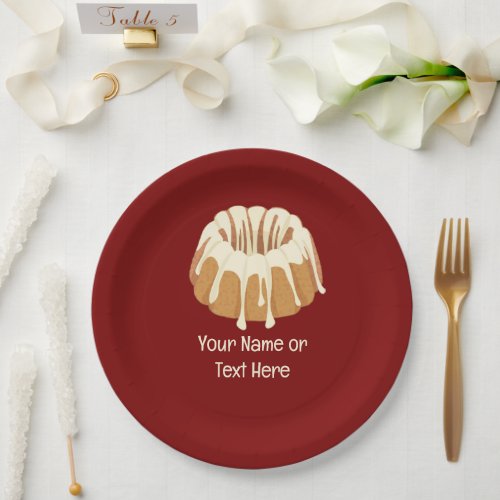 Beautiful Bundt Sponge _ Fluted Cake and your text Paper Plates