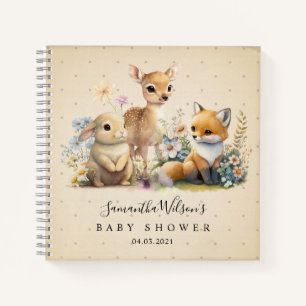 Beautiful Bunny Deer Fox Baby Shower Guest Book