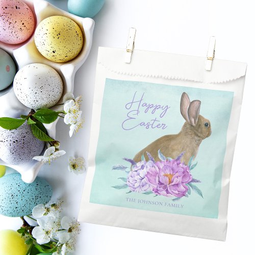 Beautiful Bunny Rabbit Pastel Floral Easter Party Favor Bag