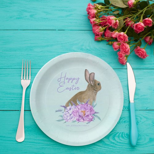 Beautiful Bunny Rabbit Pastel Floral Easter Party Paper Plates