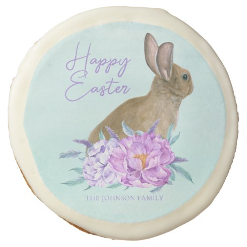 Beautiful Bunny Rabbit Pastel Floral Easter Party Sugar Cookie