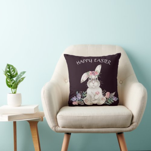 Beautiful Bunny _ Reversible Floral Easter Throw Pillow