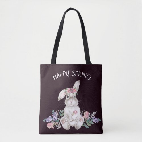 Beautiful Bunny _ Reversible Floral Happy Spring Tote Bag