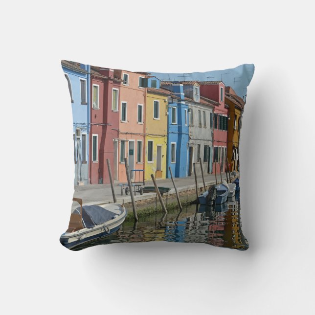 Beautiful Burano Throw Pillow (Front)