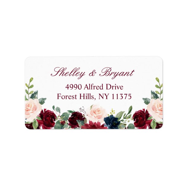 Beautiful Burgundy Blush Rose Peony Floral Label