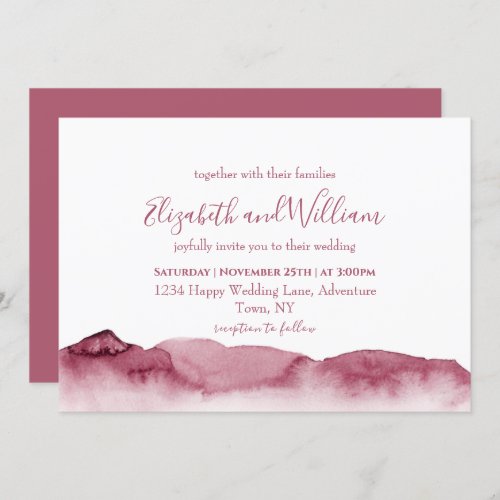 Beautiful Burgundy Blush Watercolor Wedding Invita Invitation