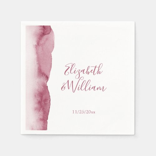 Beautiful Burgundy Blush Watercolor Wedding  Napkins