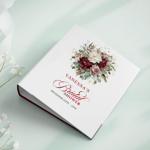 Beautiful Burgundy Floral Bridal Shower Memory  3 Ring Binder