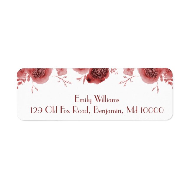 Beautiful Burgundy Flowers Label (Front)