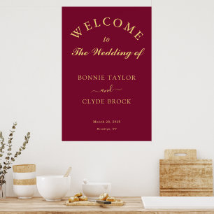 Beautiful Burgundy Wedding Presentation Poster