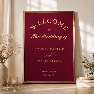 Beautiful Burgundy Wedding Presentation Poster