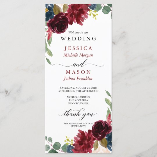 Beautiful Burgundy Wedding Program Zazzle Com