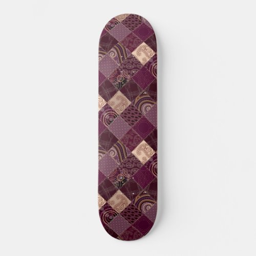 Beautiful Burgundy Wine Purple Diamond Patchwork Skateboard