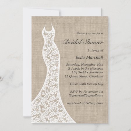 Beautiful Burlap Bridal Shower Invitation