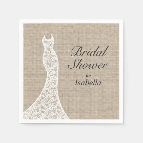 Beautiful Burlap Bridal Shower Napkin