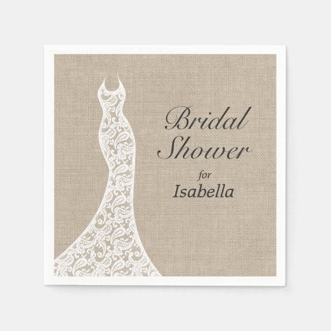 Beautiful Burlap Bridal Shower Napkin (Front)