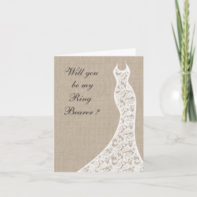Beautiful Burlap Will you be my Ring Bearer Card (Front)