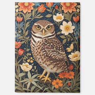 Beautiful Burrowing Owl William Morris Inspired Magnet