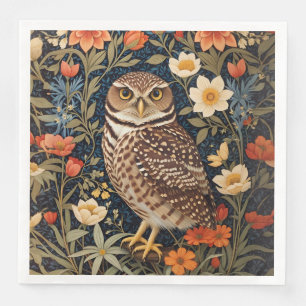 Beautiful Burrowing Owl William Morris Inspired Paper Dinner Napkins