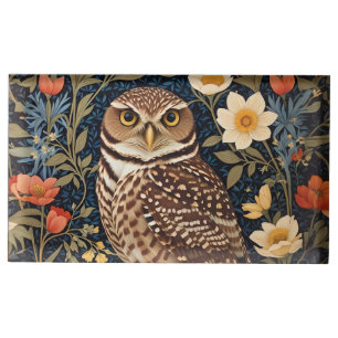 Beautiful Burrowing Owl William Morris Inspired Place Card Holder