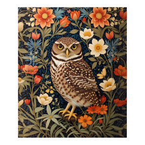 Beautiful Burrowing Owl William Morris Inspired Poster