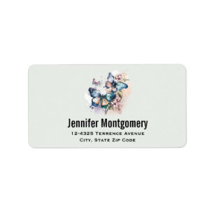 Beautiful Butterflies and Flowers Address Label