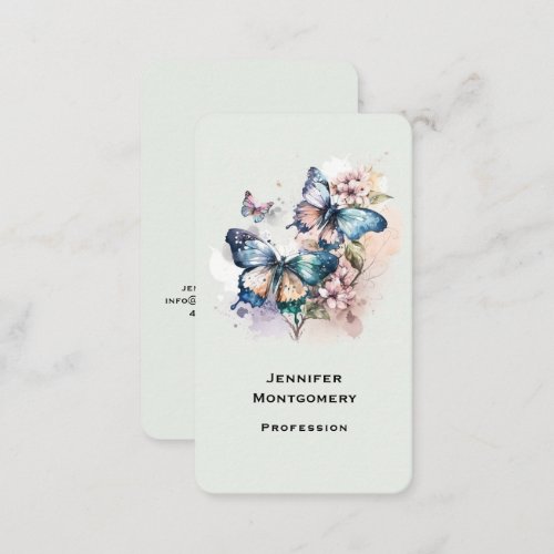 Beautiful Butterflies and Flowers Business Card