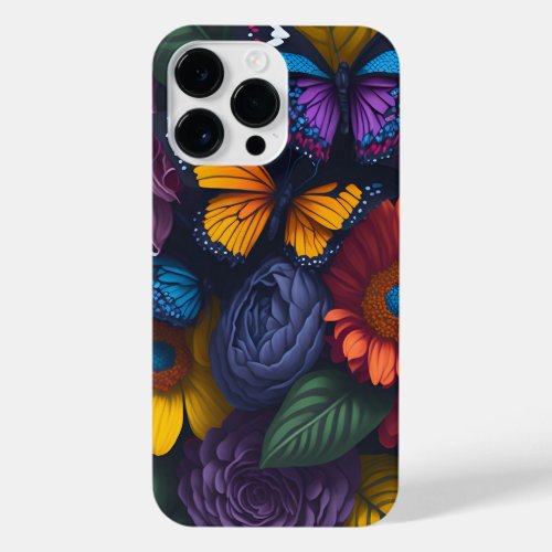 Beautiful Butterflies and Flowers _ Cute Floral iPhone 14 Pro Max Case