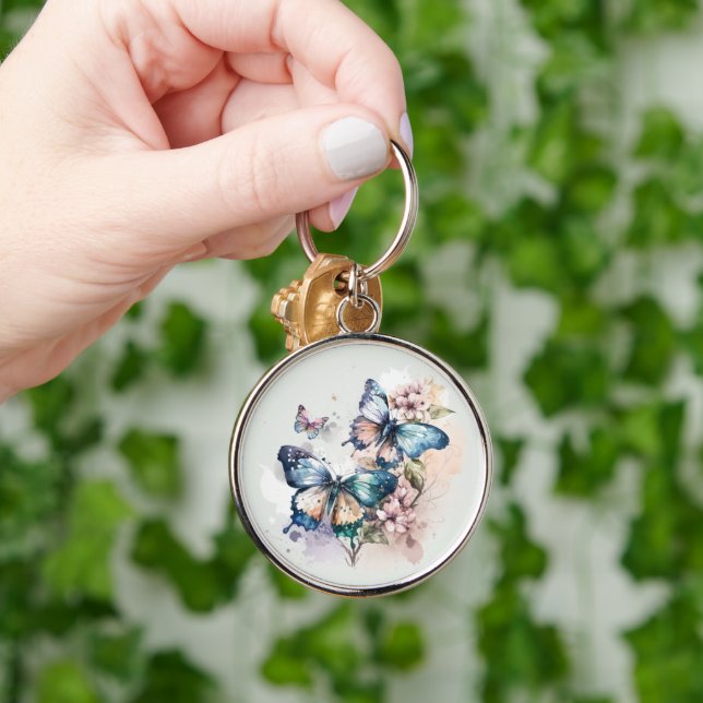Beautiful Butterflies and Flowers Keychain (Hand)
