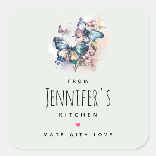 Beautiful Butterflies and Flowers Kitchen Square Sticker