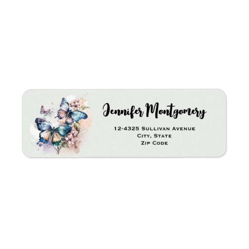 Beautiful Butterflies and Flowers Label