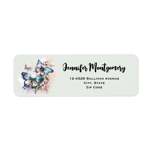 Beautiful Butterflies and Flowers Label (Front)