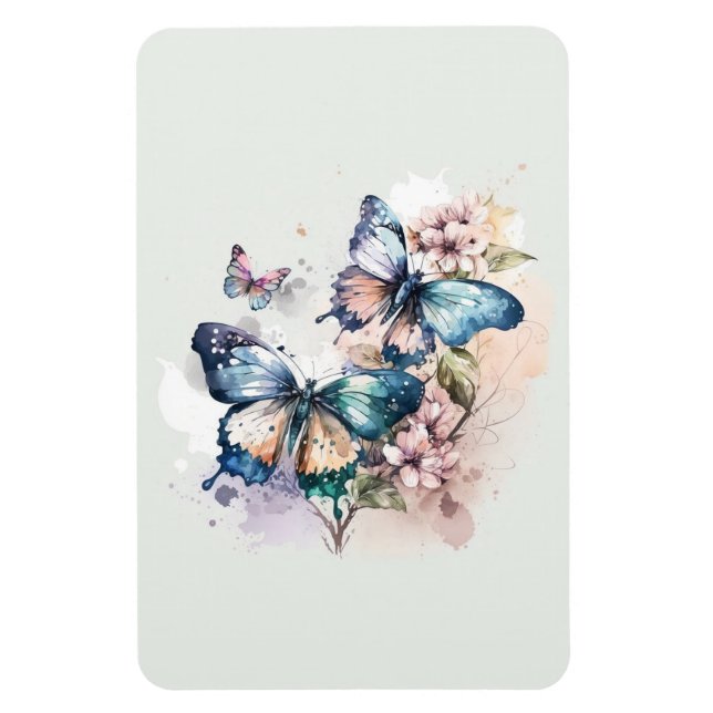 Beautiful Butterflies and Flowers Magnet (Vertical)
