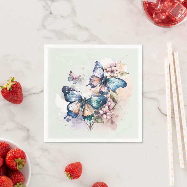 Beautiful Butterflies and Flowers Napkins (Insitu)