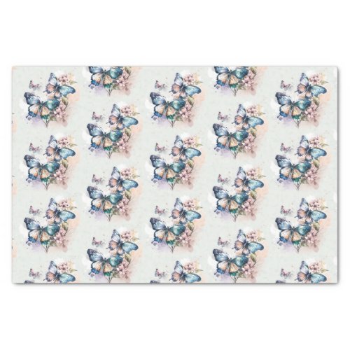 Beautiful Butterflies and Flowers Pattern Tissue Paper