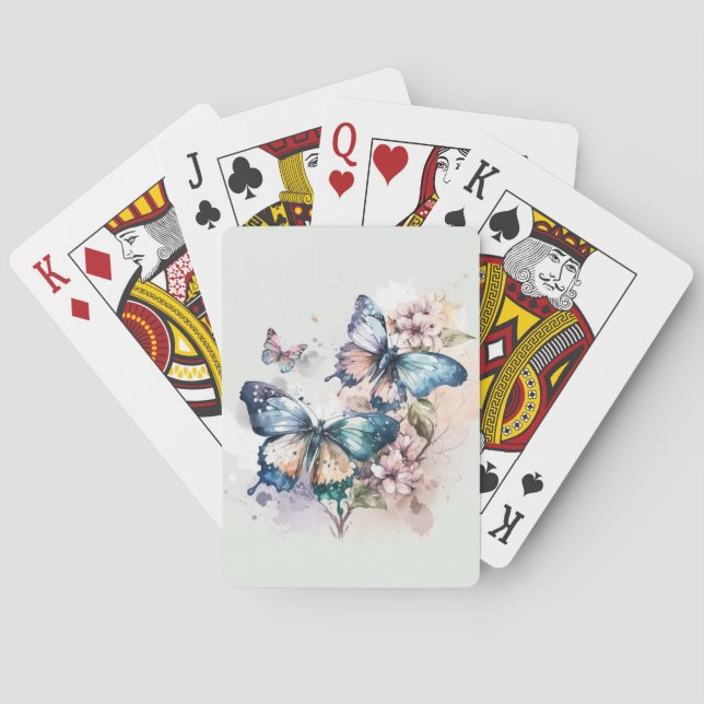 Beautiful Butterflies and Flowers Poker Cards (Back)
