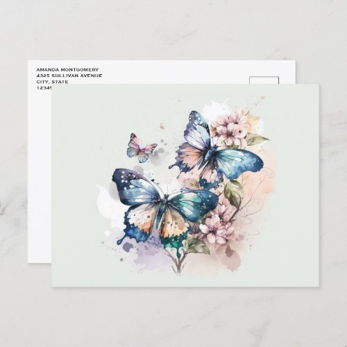 Beautiful Butterflies and Flowers Postcard