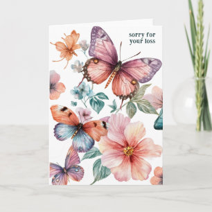 Beautiful Butterflies and Flowers SORRY FOR LOSS Card