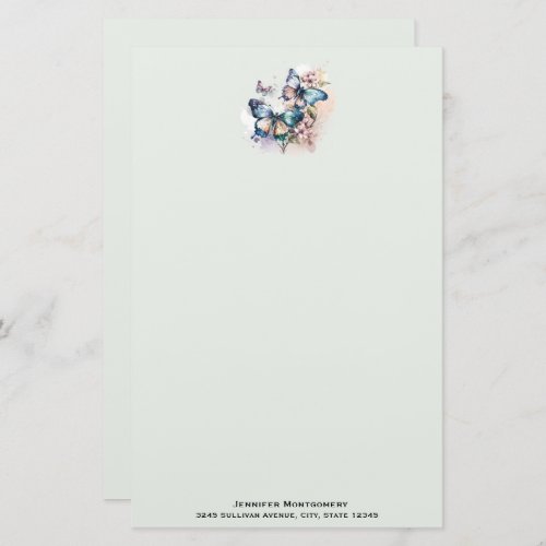 Beautiful Butterflies and Flowers Stationery