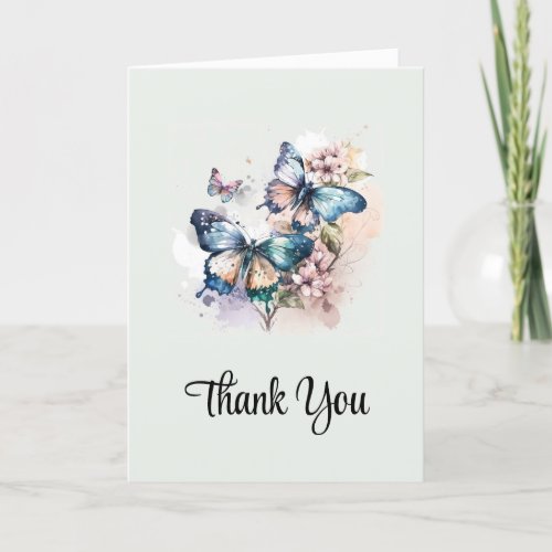 Beautiful Butterflies and Flowers Thank You Card