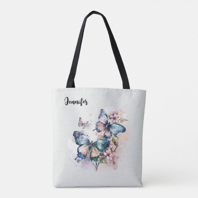 Beautiful Butterflies and Flowers Tote Bag (Back)