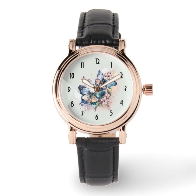 Beautiful Butterflies and Flowers Watch (Front)