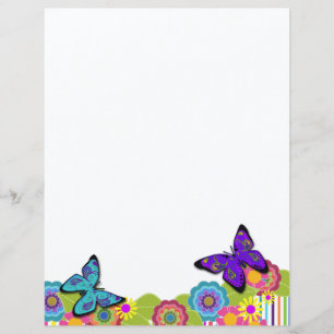 Beautiful Butterflies! Bright Flowers Stationery