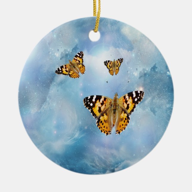Beautiful Butterflies Ceramic Ornament (Front)